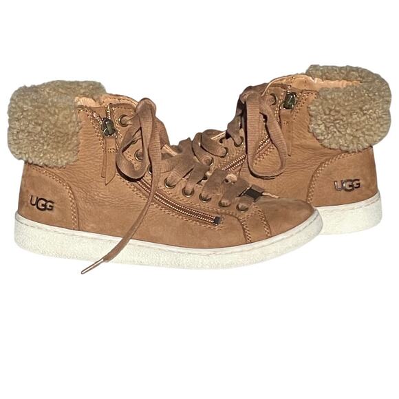 UGG Alameda Women’s Leather Mid Zipper Sneaker Boot Chestnut size 6 - Picture 6 of 9